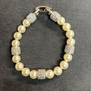 Brighton Meridian Beads Faux Pearl Crystal Silver Bracelet  – Style JB3402